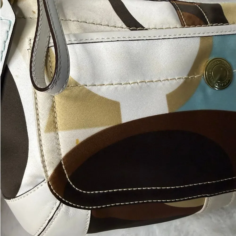 Vintage COACH y2k ERGO 10781 Multi-color Print White Bag Hobo Shoulder Purse